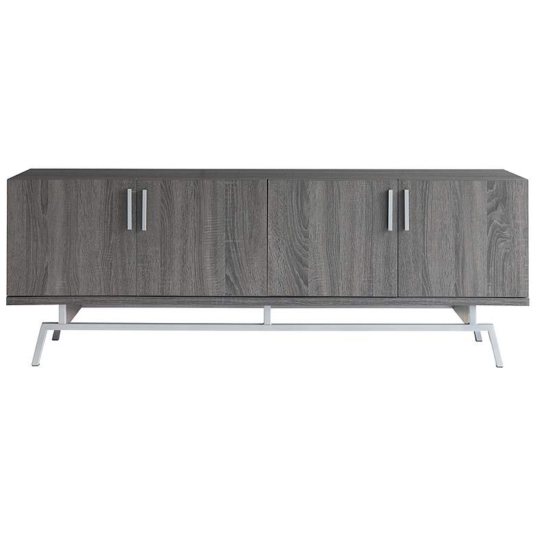 Image 5 Tomfaul 60" Wide Distressed Gray Wood 4-Door TV Stand more views