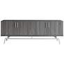 5_Tomfaul 60" Wide Distressed Gray Wood 4-Door TV Stand more views