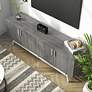 7_Tomfaul 60" Wide Distressed Gray Wood 4-Door TV Stand more views