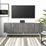 Tomfaul 60" Wide Distressed Gray Wood 4-Door TV Stand