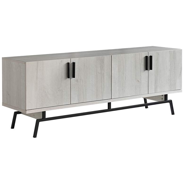 Image 2 Tomfaul 60" Wide White Oak Wood 4-Door TV Stand