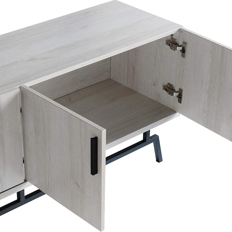 Image 4 Tomfaul 60" Wide White Oak Wood 4-Door TV Stand more views