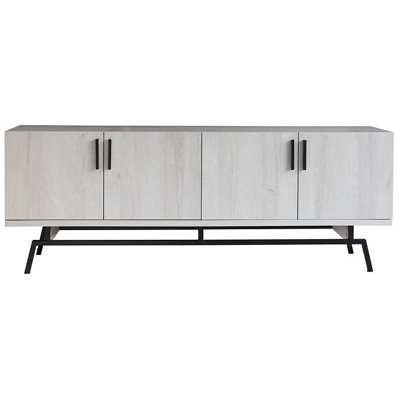 Image 5 Tomfaul 60" Wide White Oak Wood 4-Door TV Stand more views