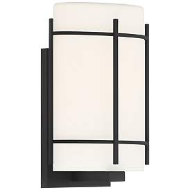 Image1 of Tomlin 12 3/4" High Black and White Glass Wall Light