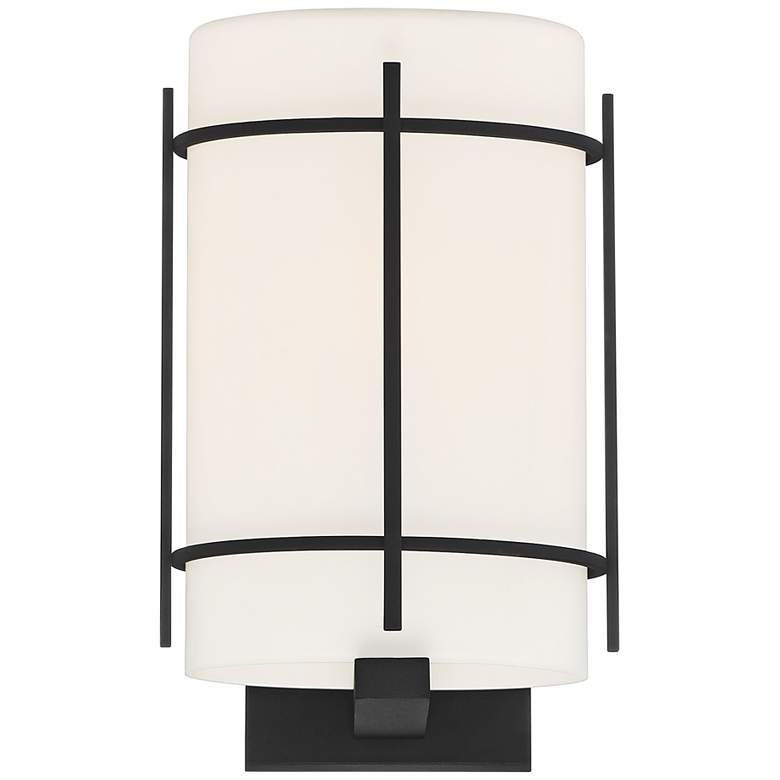 Image 3 Tomlin 12 3/4" High Black and White Glass Wall Light more views
