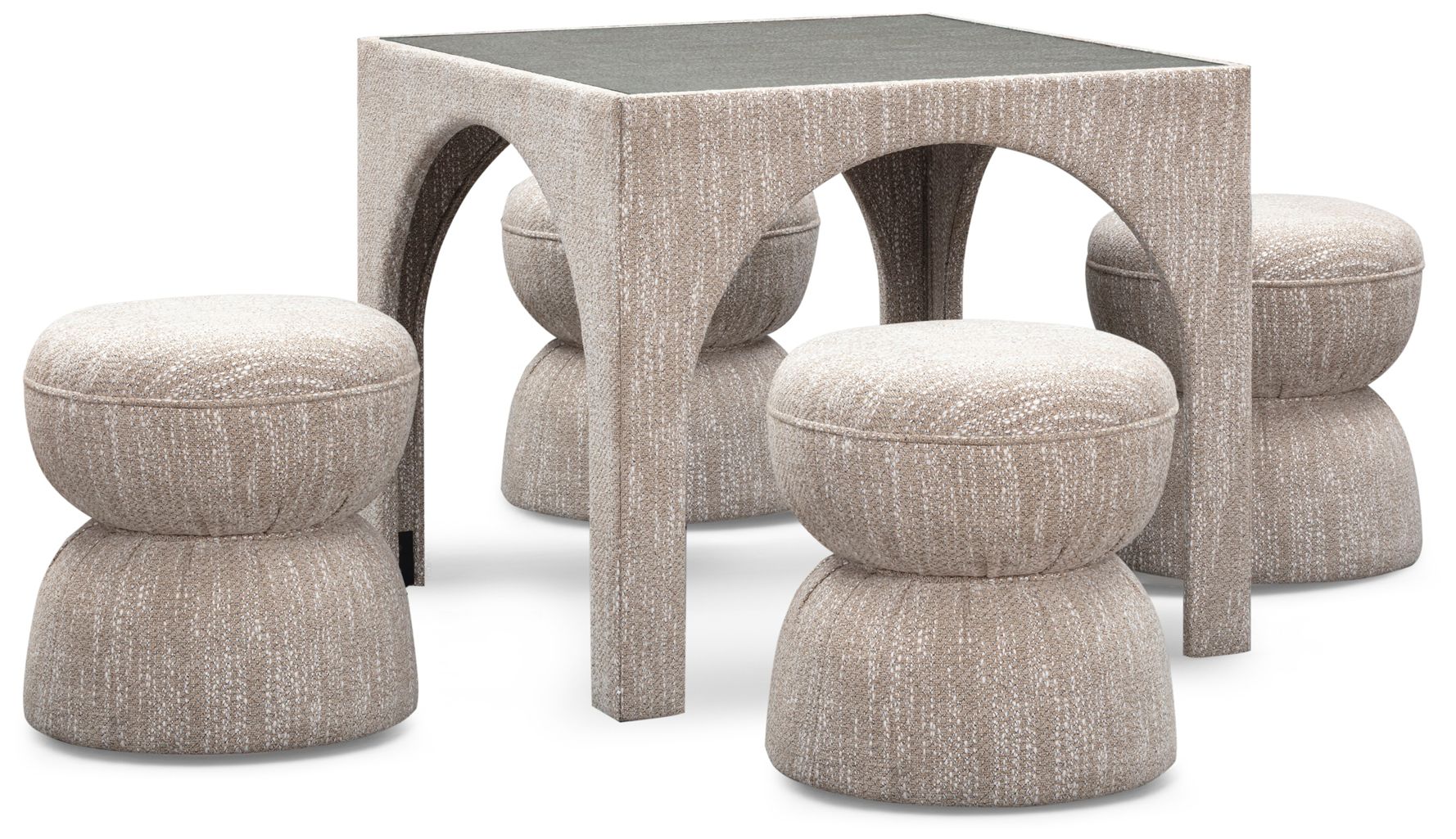 Image 3 Tomlin Beige Game Table and Ottoman Set more views