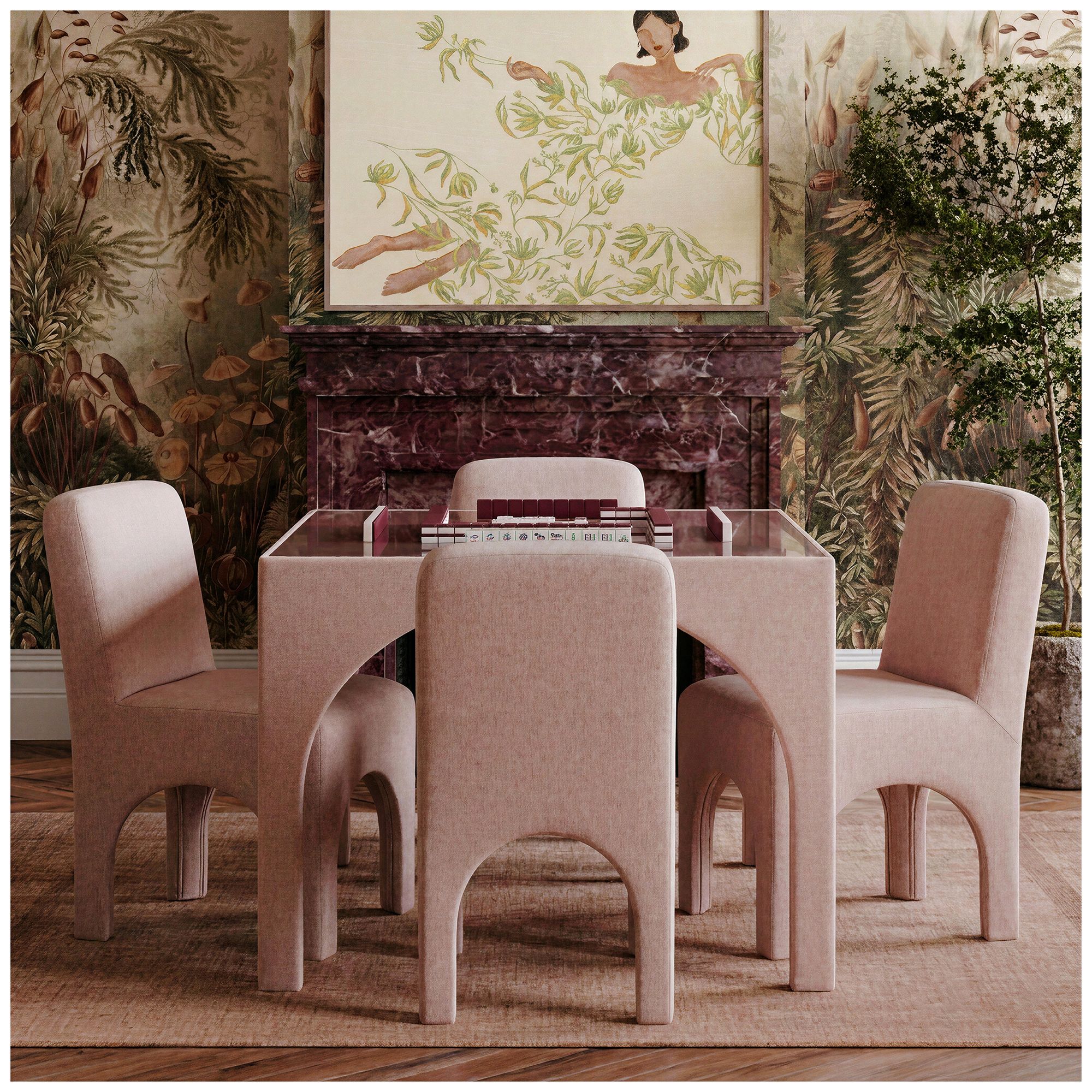 Image 3 Tomlin Light Pink Performance Chenille Dining Chair more views