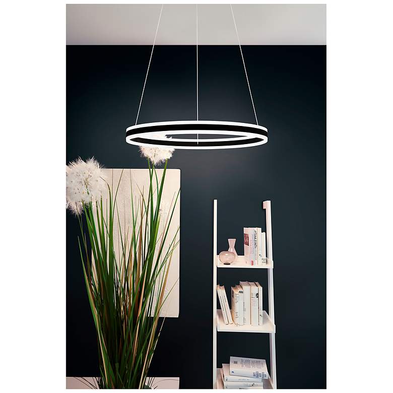 Image 4 Tonarella - 2-Light LED Round Open Pendant - Black - White Acrylic more views