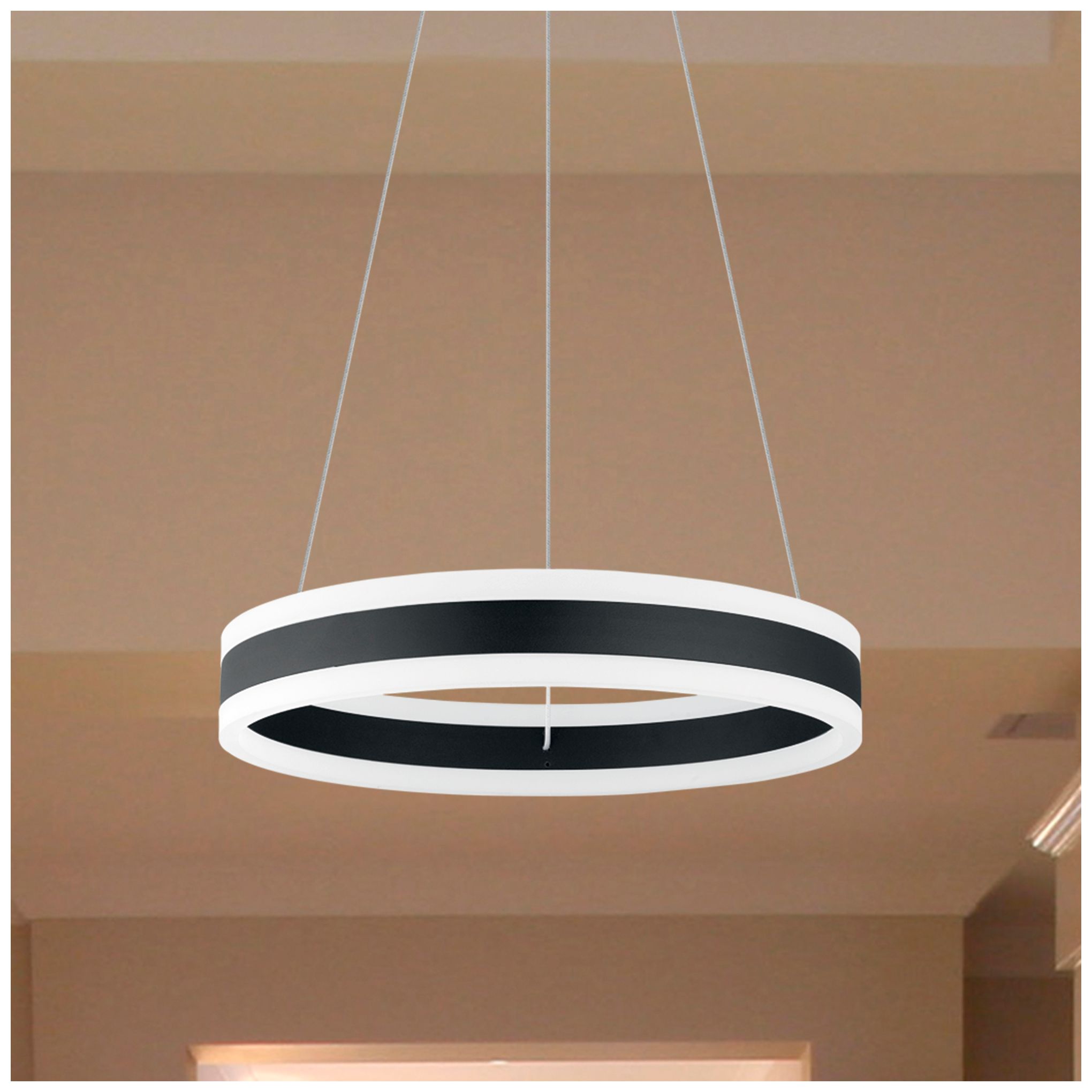 Image 5 Tonarella - 2-Light LED Single Pendant - Black and White Acrylic more views
