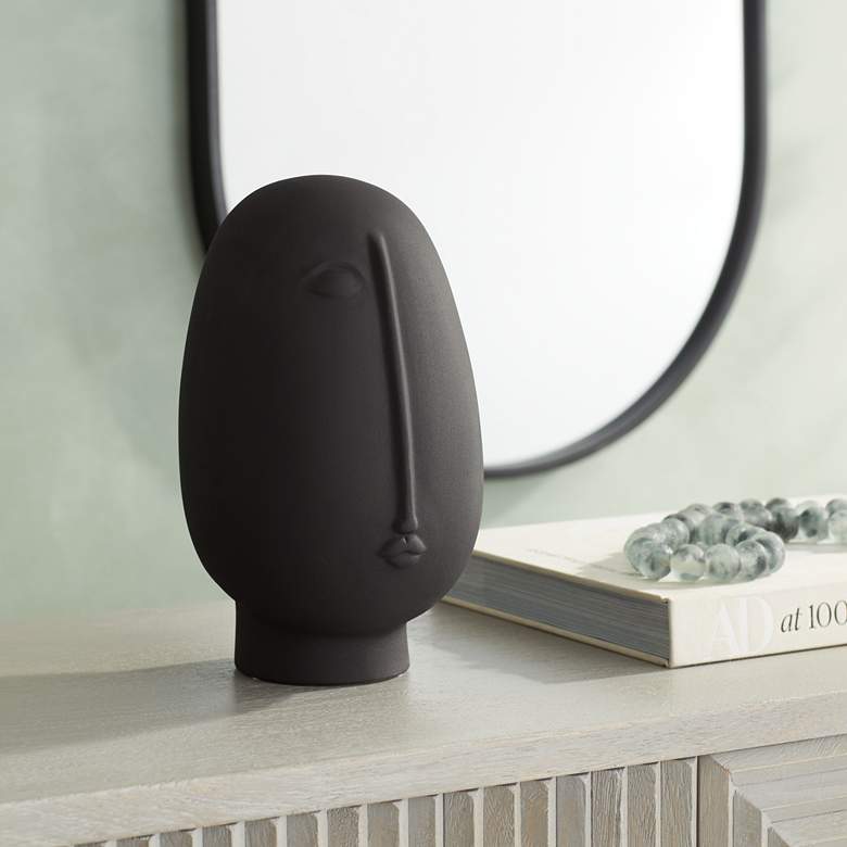 Image 1 Tonga 11" High Black Ceramic Head Figurine