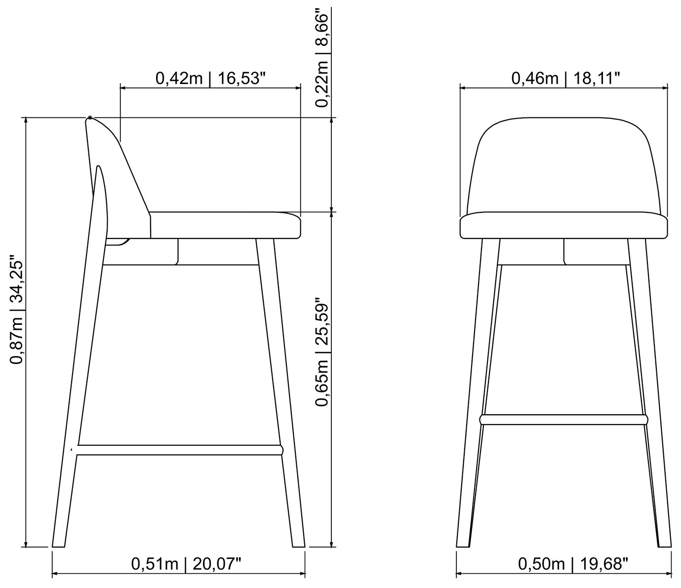 Tonia 19.75" Wide Domasco Counter Stool Domasco Frame
