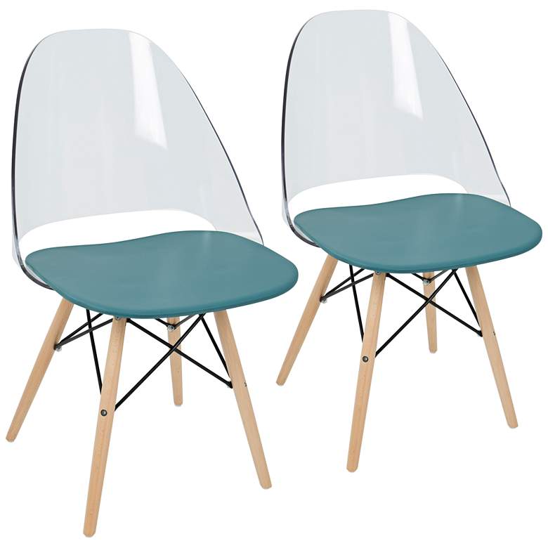 Image 1 Tonic Natural and Teal Blue Dining Chair Set of 2