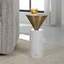 1_Top Hat 8 3/4" Wide Brushed Brass White Marble Drink Table