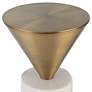 3_Top Hat 8 3/4" Wide Brushed Brass White Marble Drink Table more views