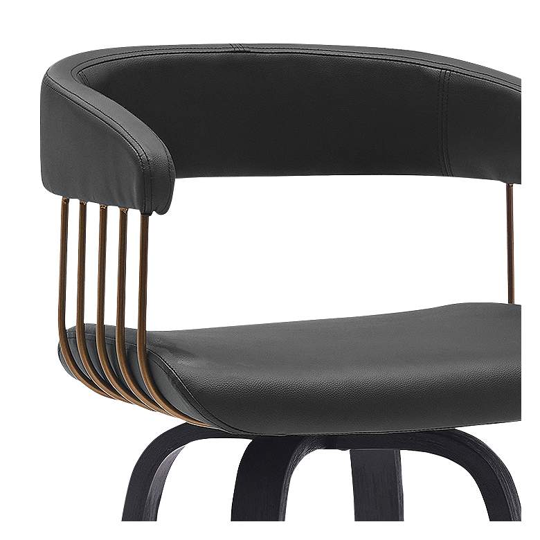 Image 3 Topanga 26 1/4" Black Faux Leather Swivel Counter Stool more views