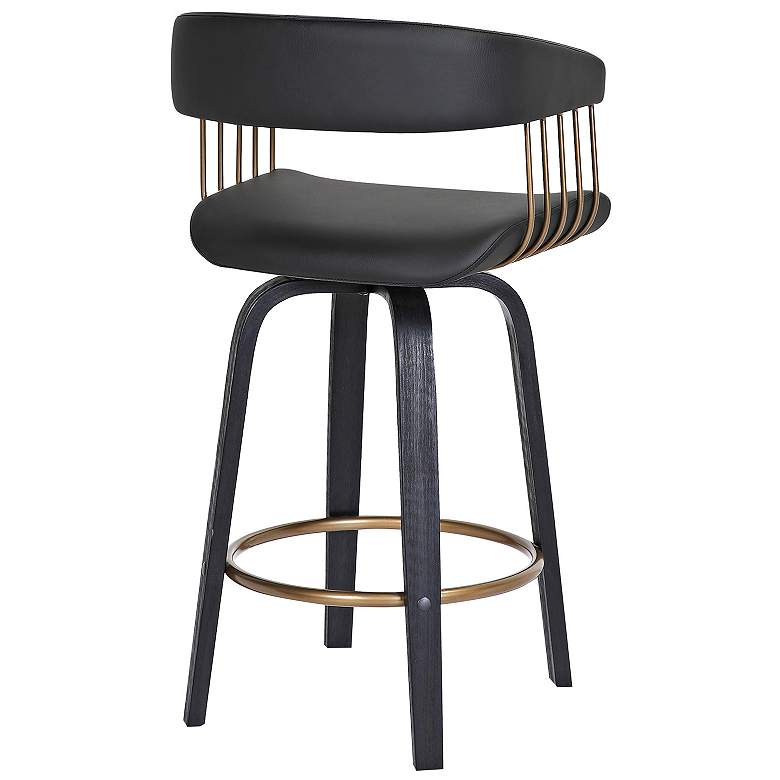 Image 6 Topanga 26 1/4" Black Faux Leather Swivel Counter Stool more views