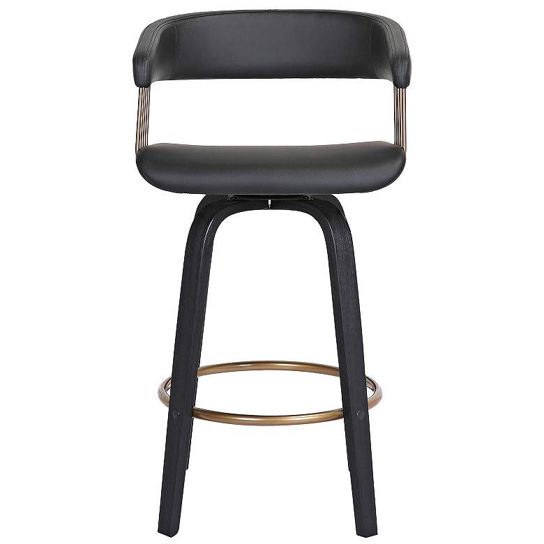 Image 7 Topanga 26 1/4" Black Faux Leather Swivel Counter Stool more views