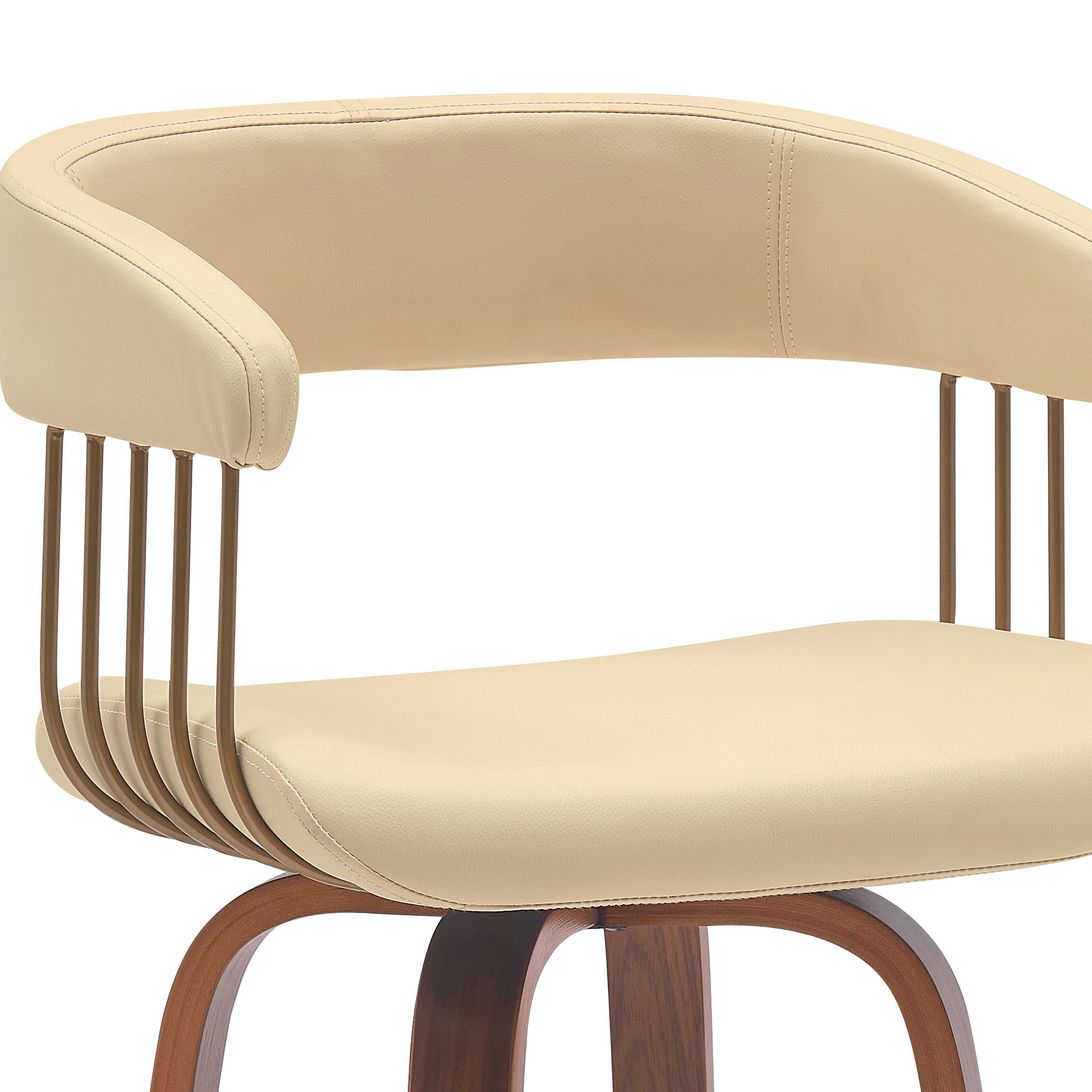 Image 7 Topanga 26 in. Barstool in Walnut Wood, Golden Bronze, Cream Faux Leather more views