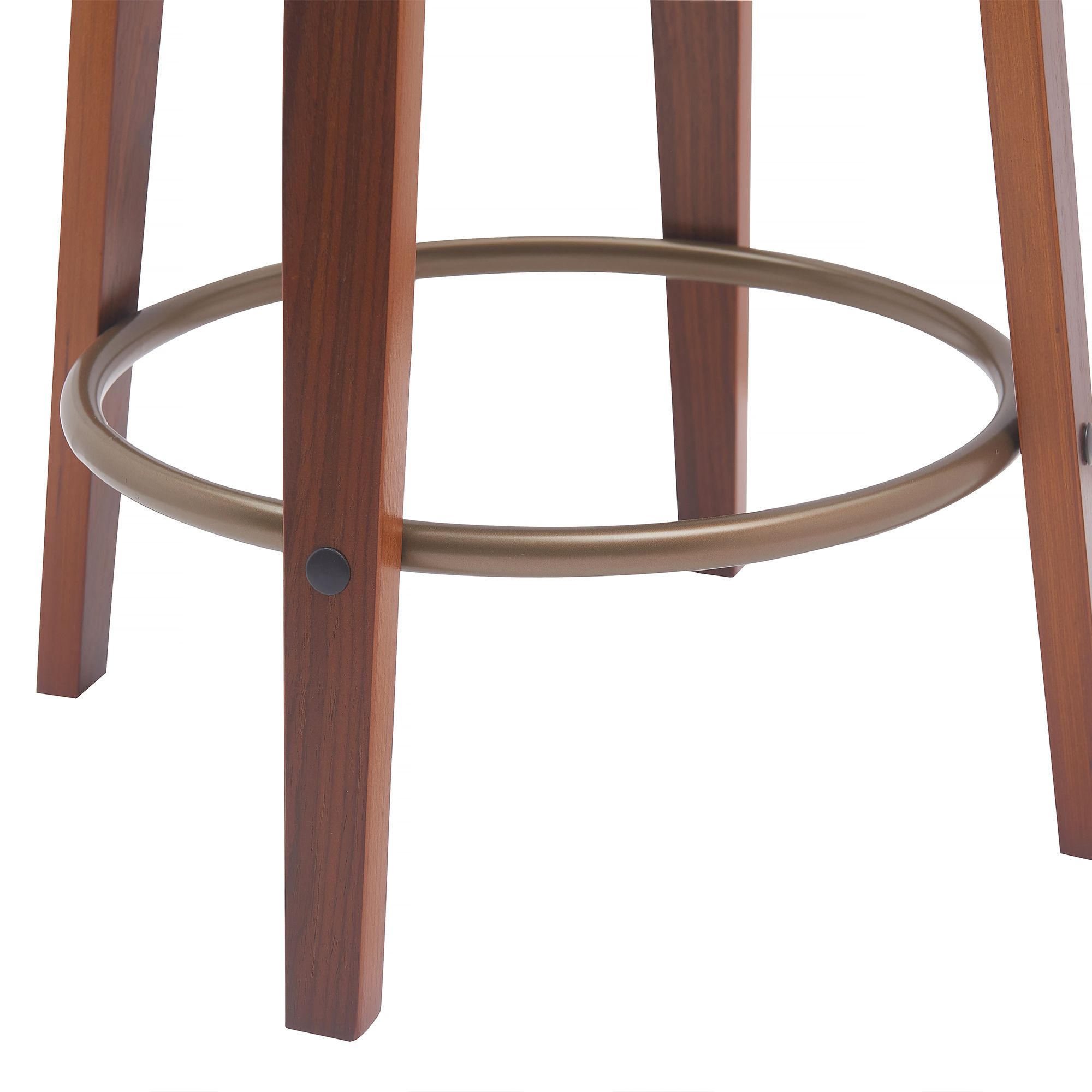 Image 7 Topanga 26 in. Barstool in Walnut Wood, Golden Bronze, Grey Faux Leather more views