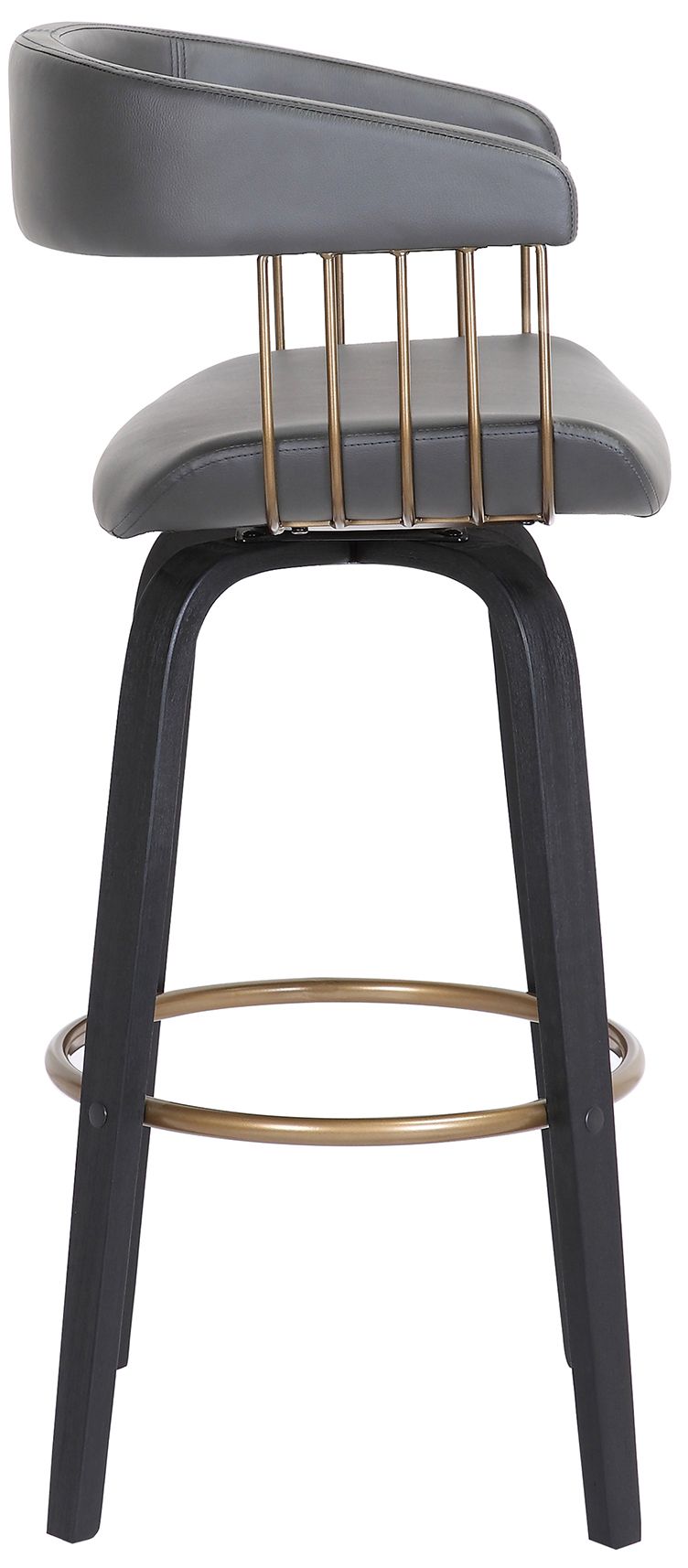 Image 4 Topanga 26 In. Swivel Counter Stool in Black Wood and Grey Faux Leather more views