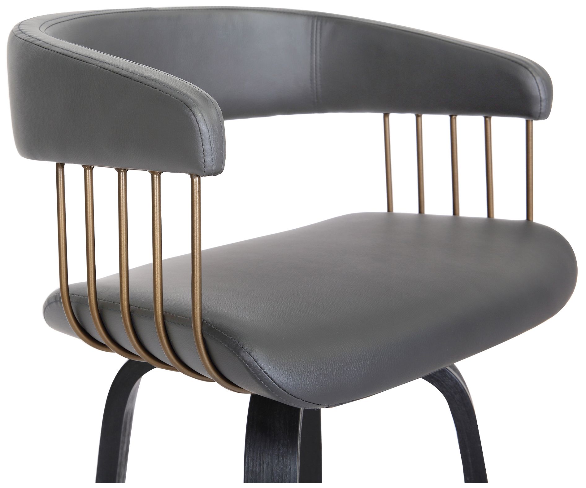 Image 7 Topanga 26 In. Swivel Counter Stool in Black Wood and Grey Faux Leather more views