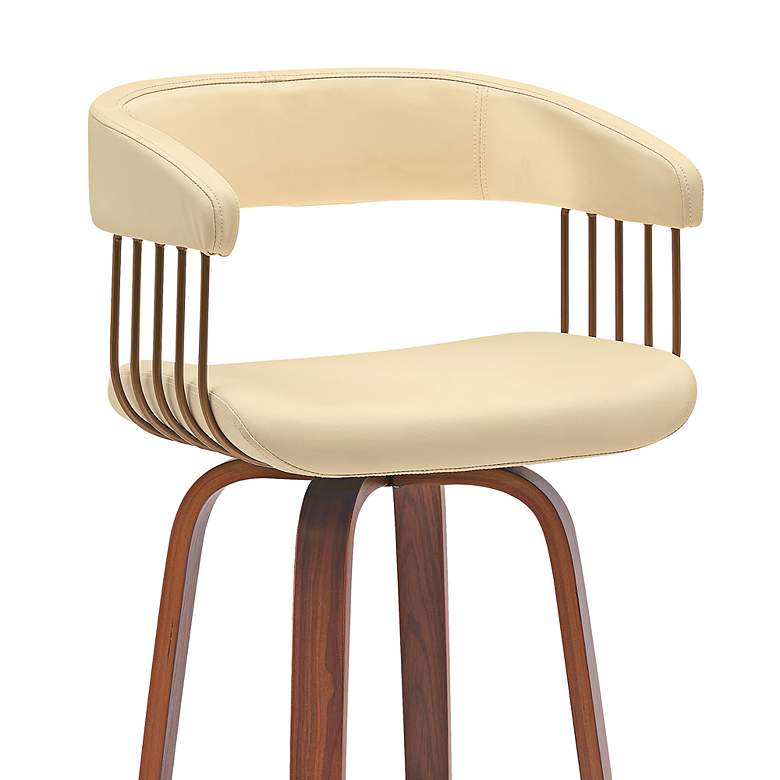 Image 4 Topanga 30.5 in. Barstool in Walnut Wood, Golden Bronze, Cream Faux Leather more views