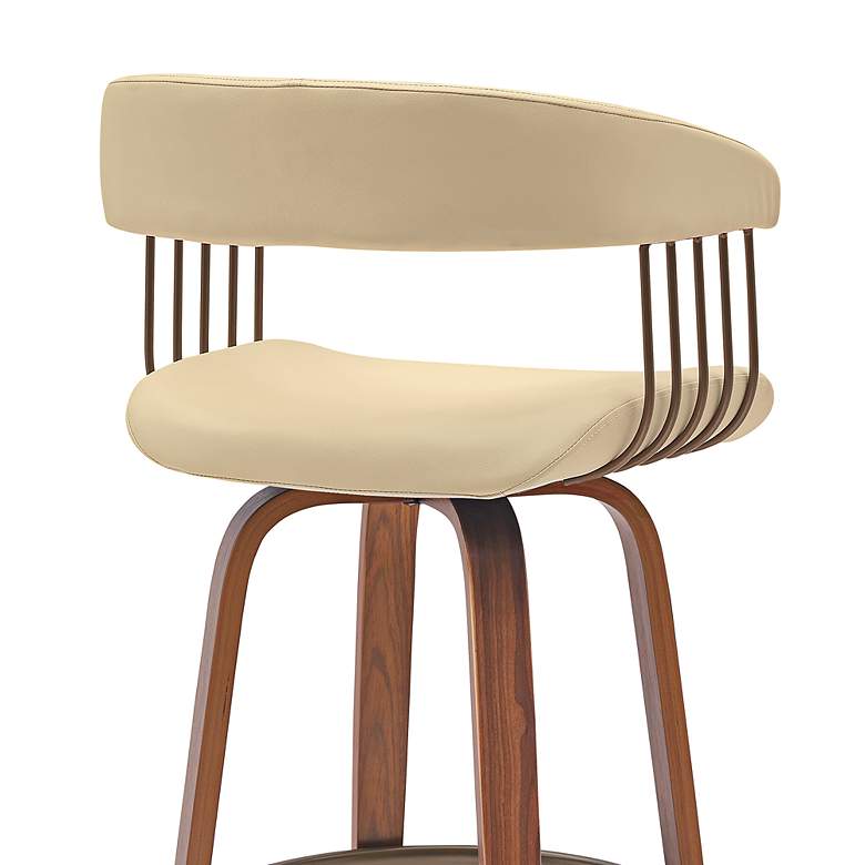 Image 5 Topanga 30.5 in. Barstool in Walnut Wood, Golden Bronze, Cream Faux Leather more views
