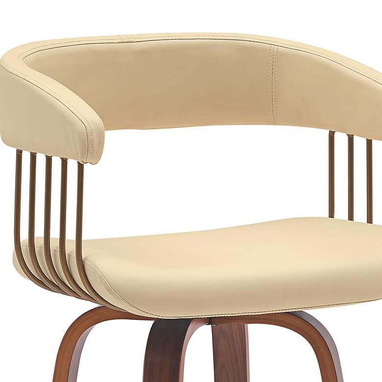 Image 6 Topanga 30.5 in. Barstool in Walnut Wood, Golden Bronze, Cream Faux Leather more views