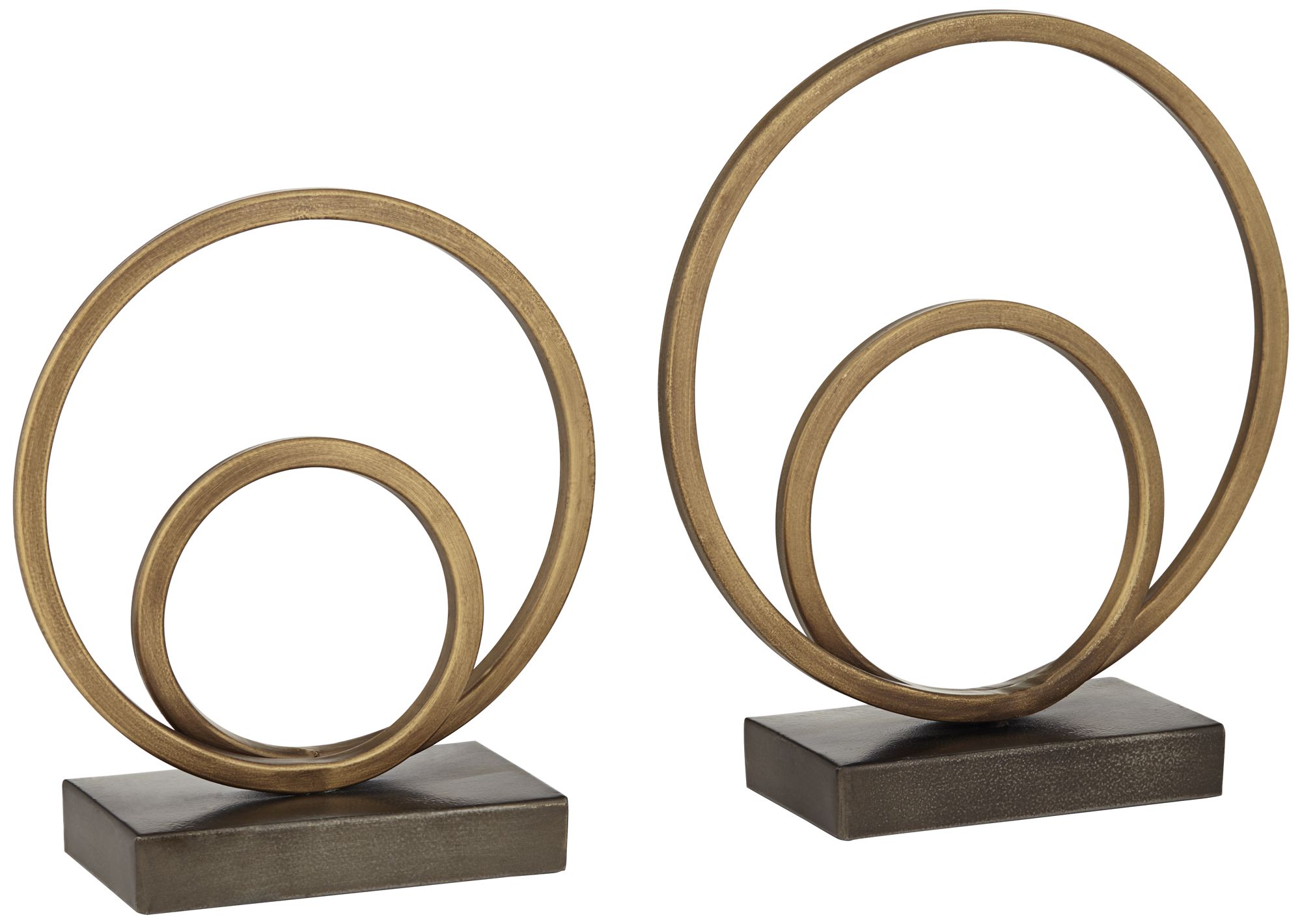 Topanga Matte Copper Metal Ring Sculptures Set of 2