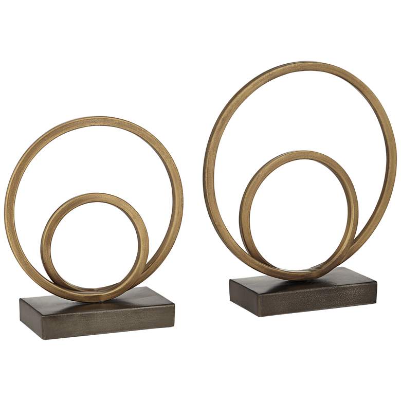 Image 1 Topanga Matte Copper Metal Ring Sculptures Set of 2