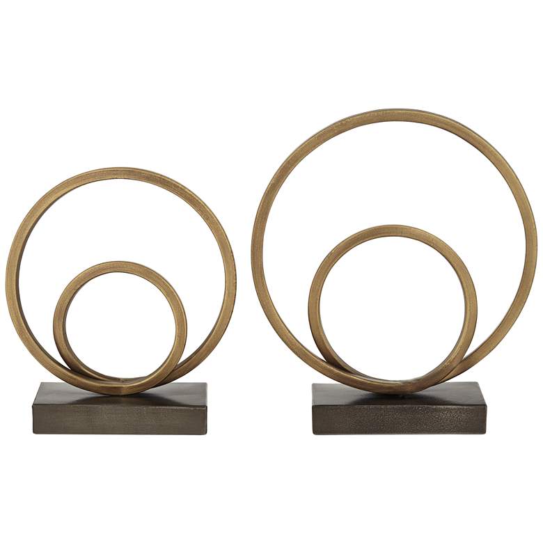 Image 3 Topanga Matte Copper Metal Ring Sculptures Set of 2 more views