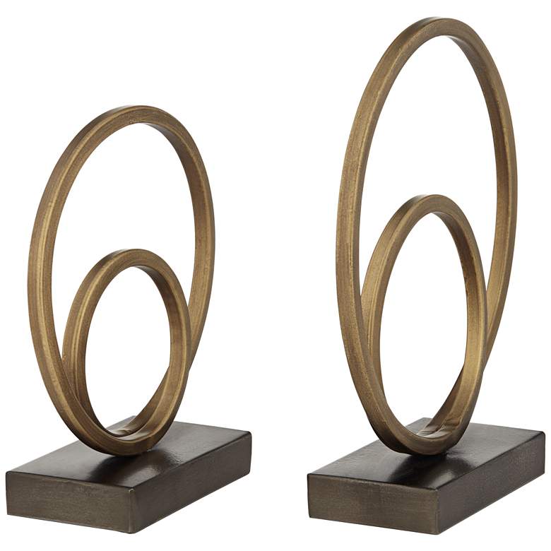 Image 4 Topanga Matte Copper Metal Ring Sculptures Set of 2 more views