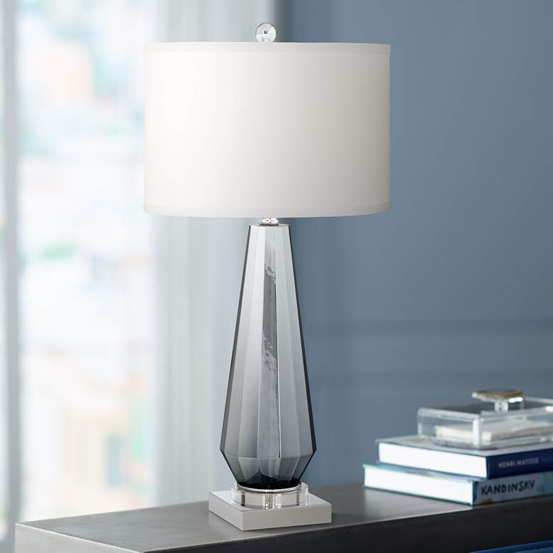 Image 1 Topaz Charcoal Glass and Chrome Finish Modern Table Lamp