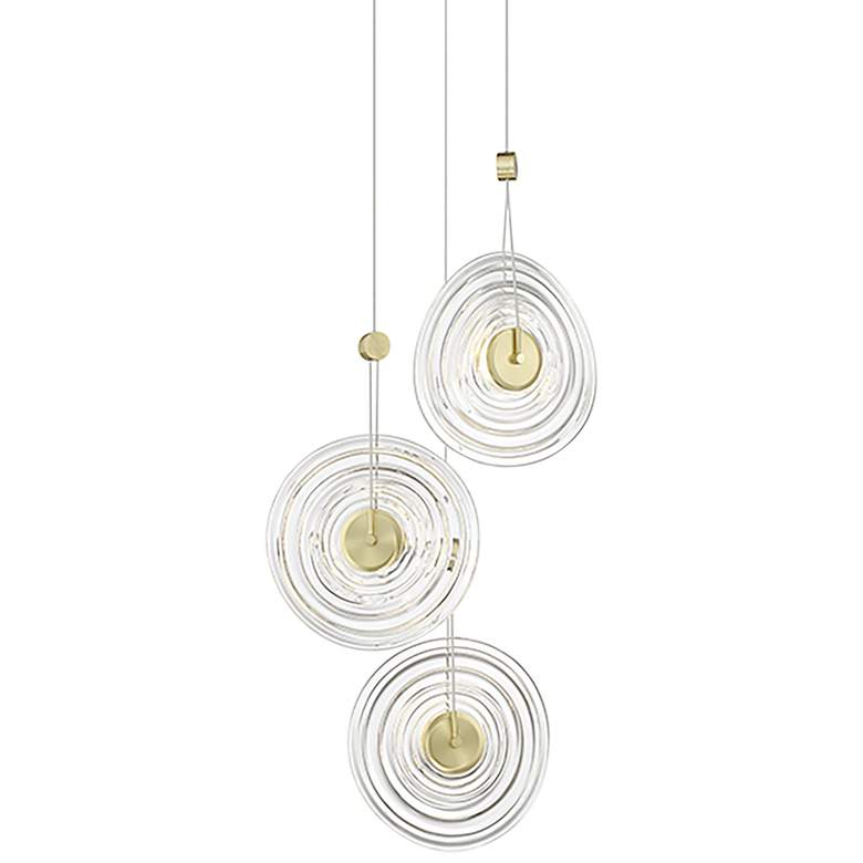 Image 1 Topknot 13 3/4" Wide Coal Brushed Gold 3-Light LED Pendant