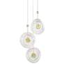 1_Topknot 13 3/4" Wide Coal Brushed Gold 3-Light LED Pendant