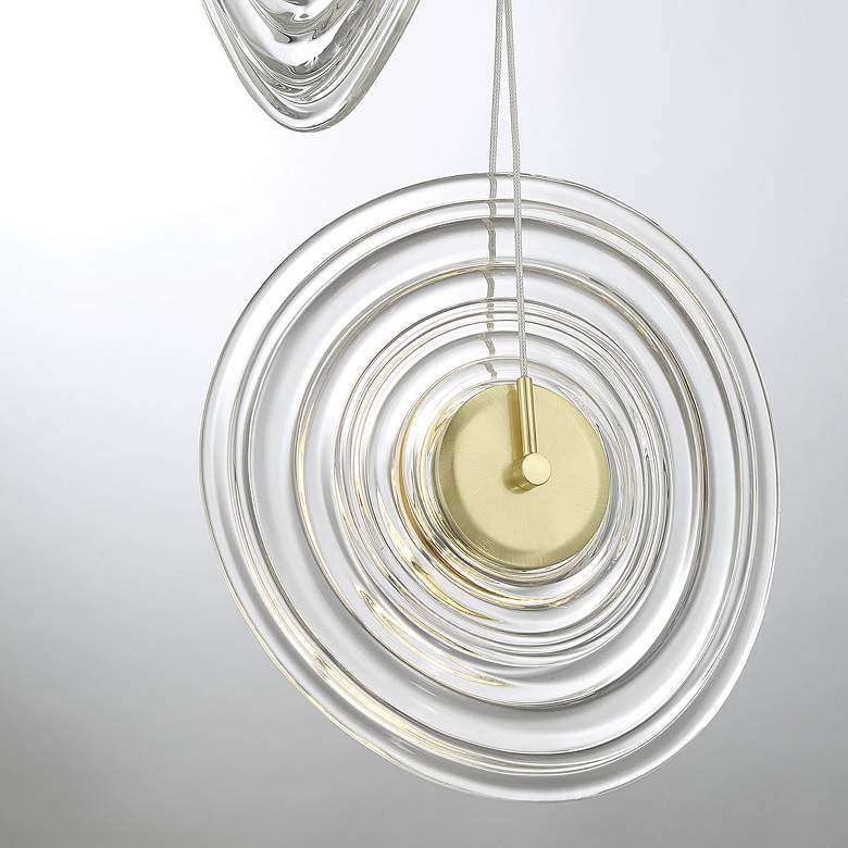 Image 4 Topknot 13 3/4" Wide Coal Brushed Gold 3-Light LED Pendant more views