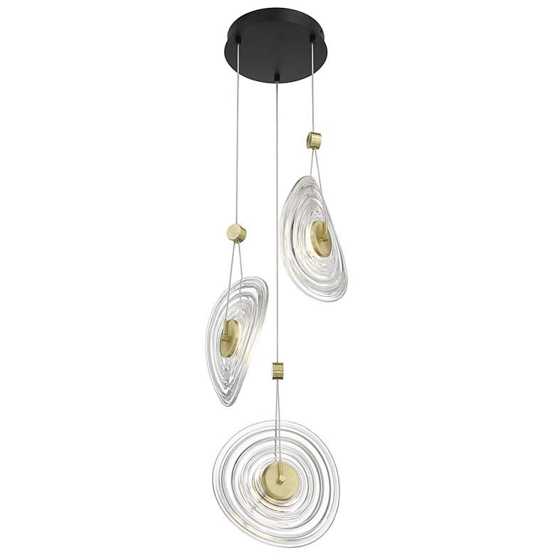 Image 6 Topknot 13 3/4" Wide Coal Brushed Gold 3-Light LED Pendant more views