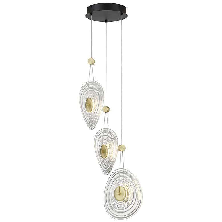 Image 7 Topknot 13 3/4" Wide Coal Brushed Gold 3-Light LED Pendant more views