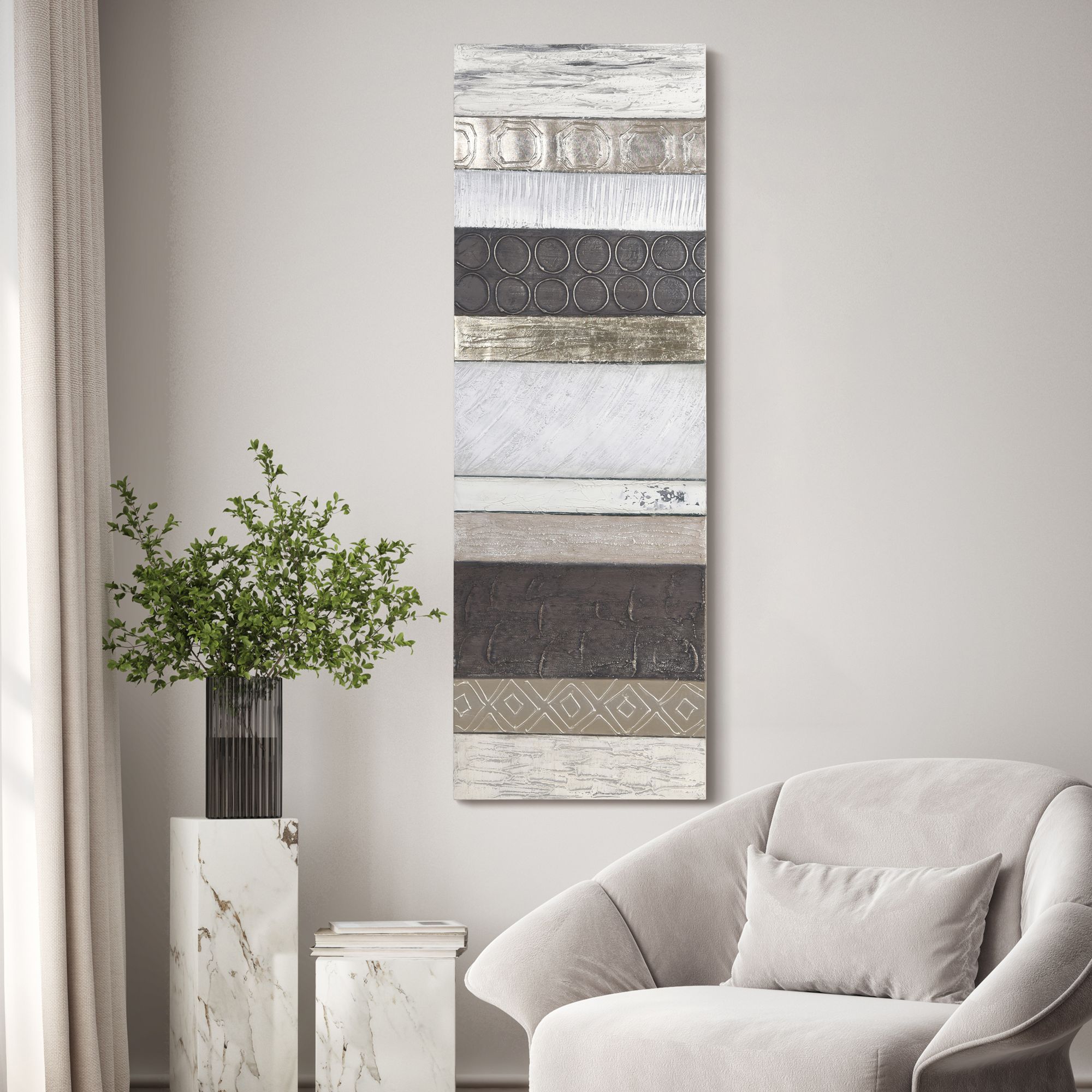 Topographic 60" High Textured Metallic Canvas Wall Art in scene