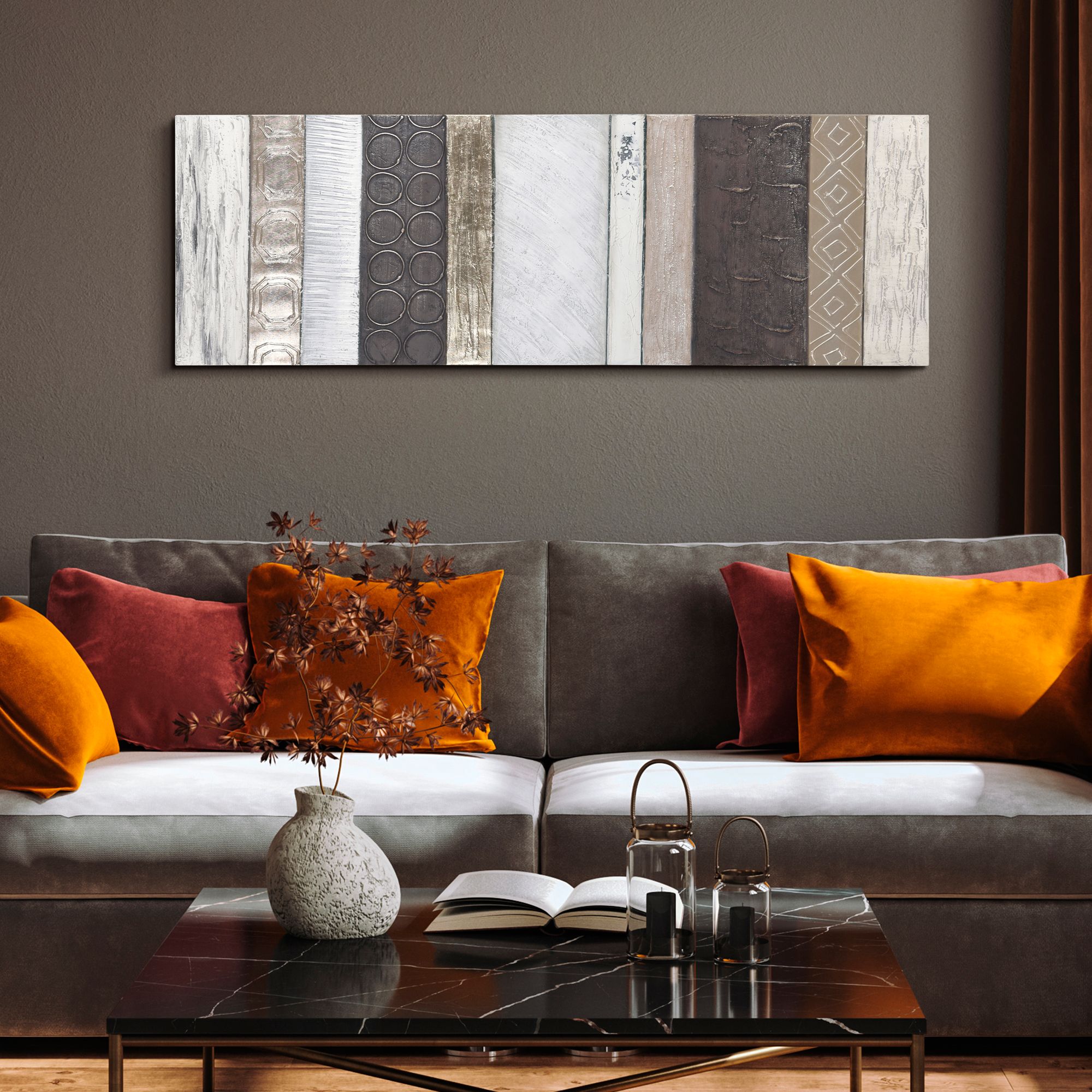 Topographic 60" High Textured Metallic Canvas Wall Art in scene