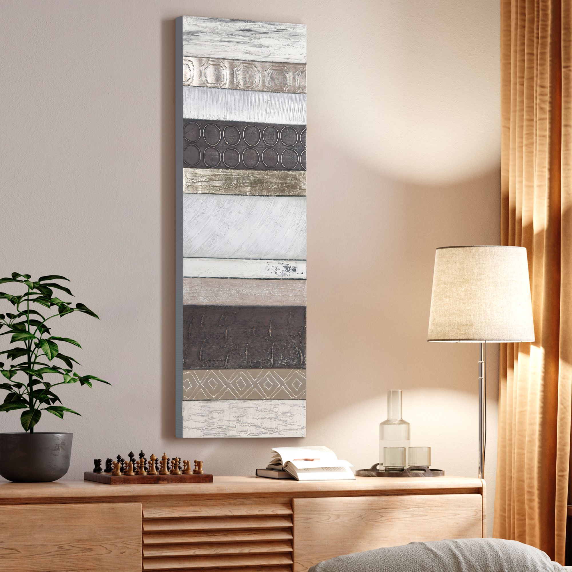 Topographic 60" High Textured Metallic Canvas Wall Art in scene