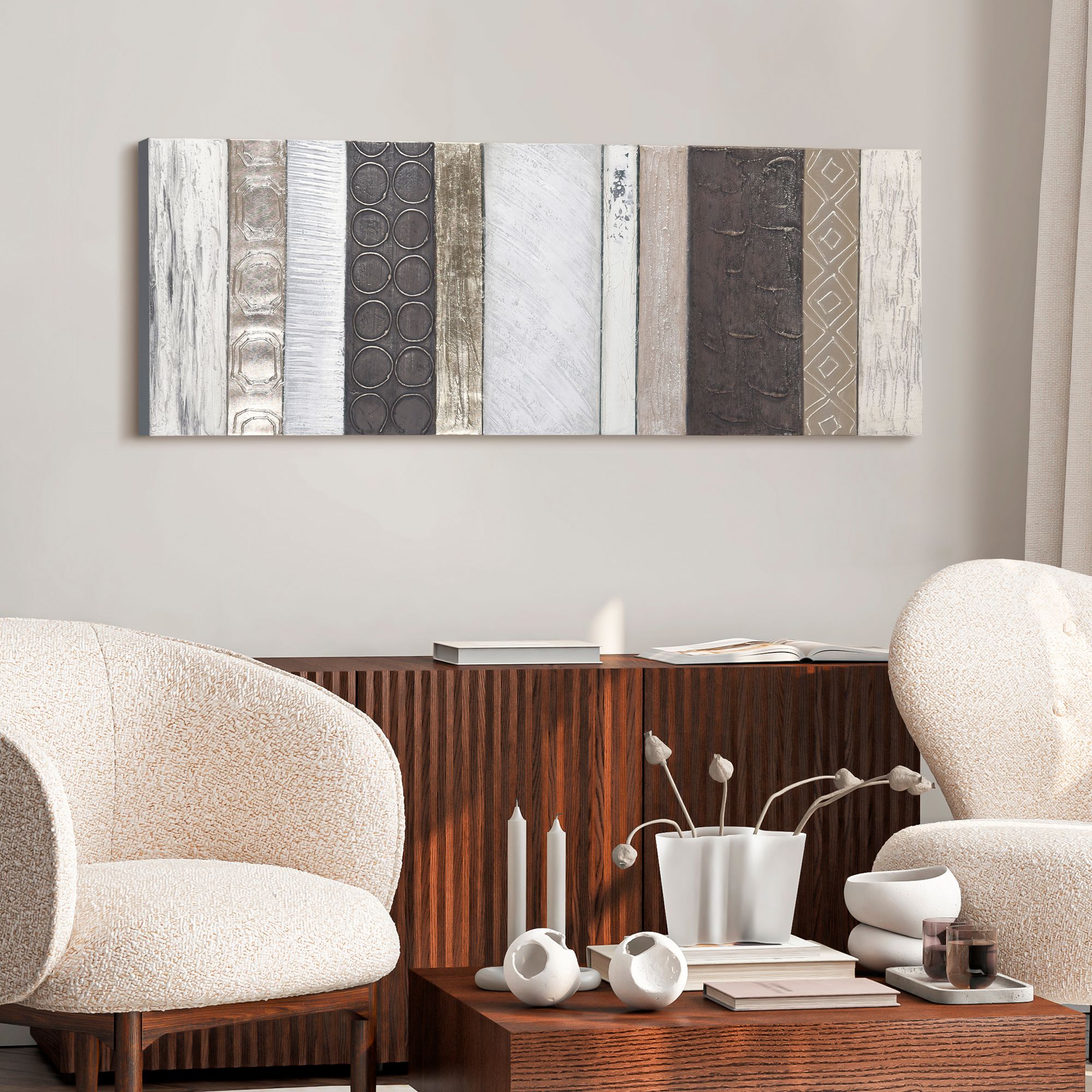 Topographic 60" High Textured Metallic Canvas Wall Art in scene