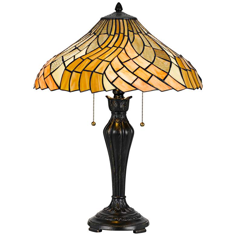 Image 1 Topsfield Dark Bronze Waves Tiffany-Style Table Lamp