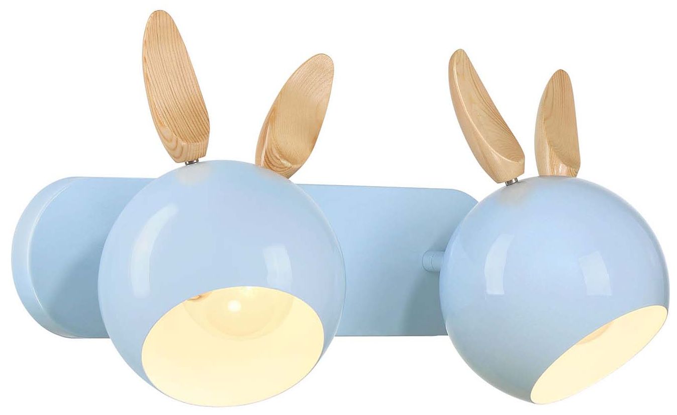 Image 4 Topsy 10" High 2-Light Sky Blue Vanity with Bunny Ears more views