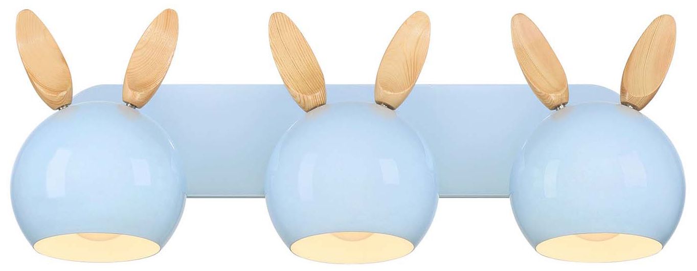 Topsy 10" High 3-Light Sky Blue Vanity with Bunny Ears