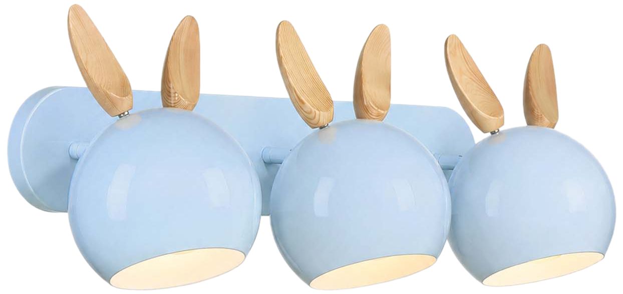 Image 2 Topsy 10" High 3-Light Sky Blue Vanity with Bunny Ears more views