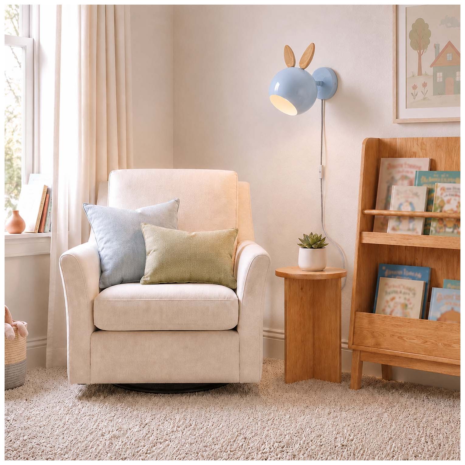 Topsy 7" Wide Sky Blue Wall Sconce with Bunny Ears