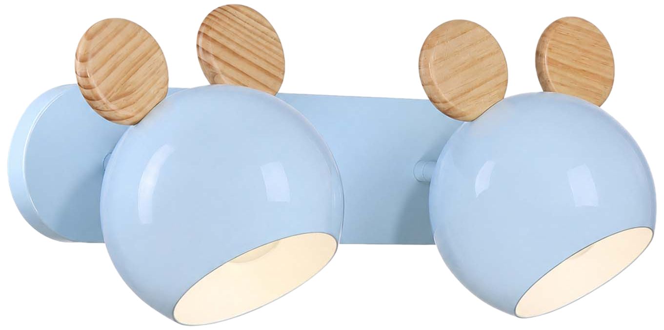 Image 2 Topsy 9" High 2-Light Sky Blue Vanity with Mouse Ears more views