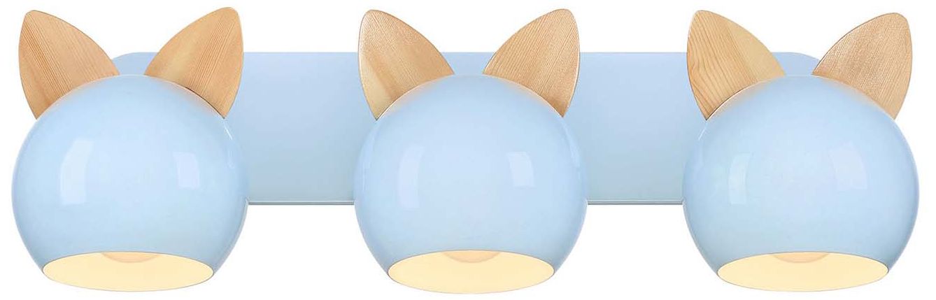 Topsy 9" High 3-Light Sky Blue Vanity with Cat Ears