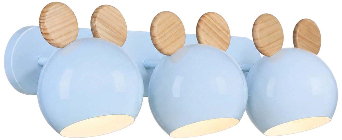 Image 2 Topsy 9" High 3-Light Sky Blue Vanity with Mouse Ears more views